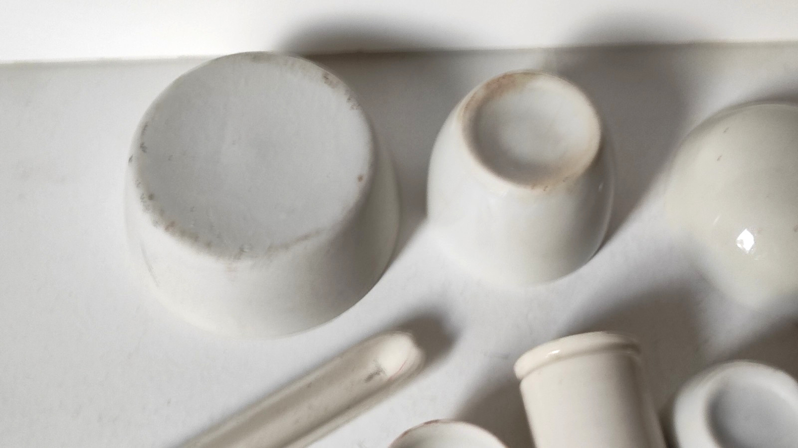 PORCELAIN SMALL VESSELS, Evaporating Dishes, Set of 7 – Pharmacy, Labs, Vintage