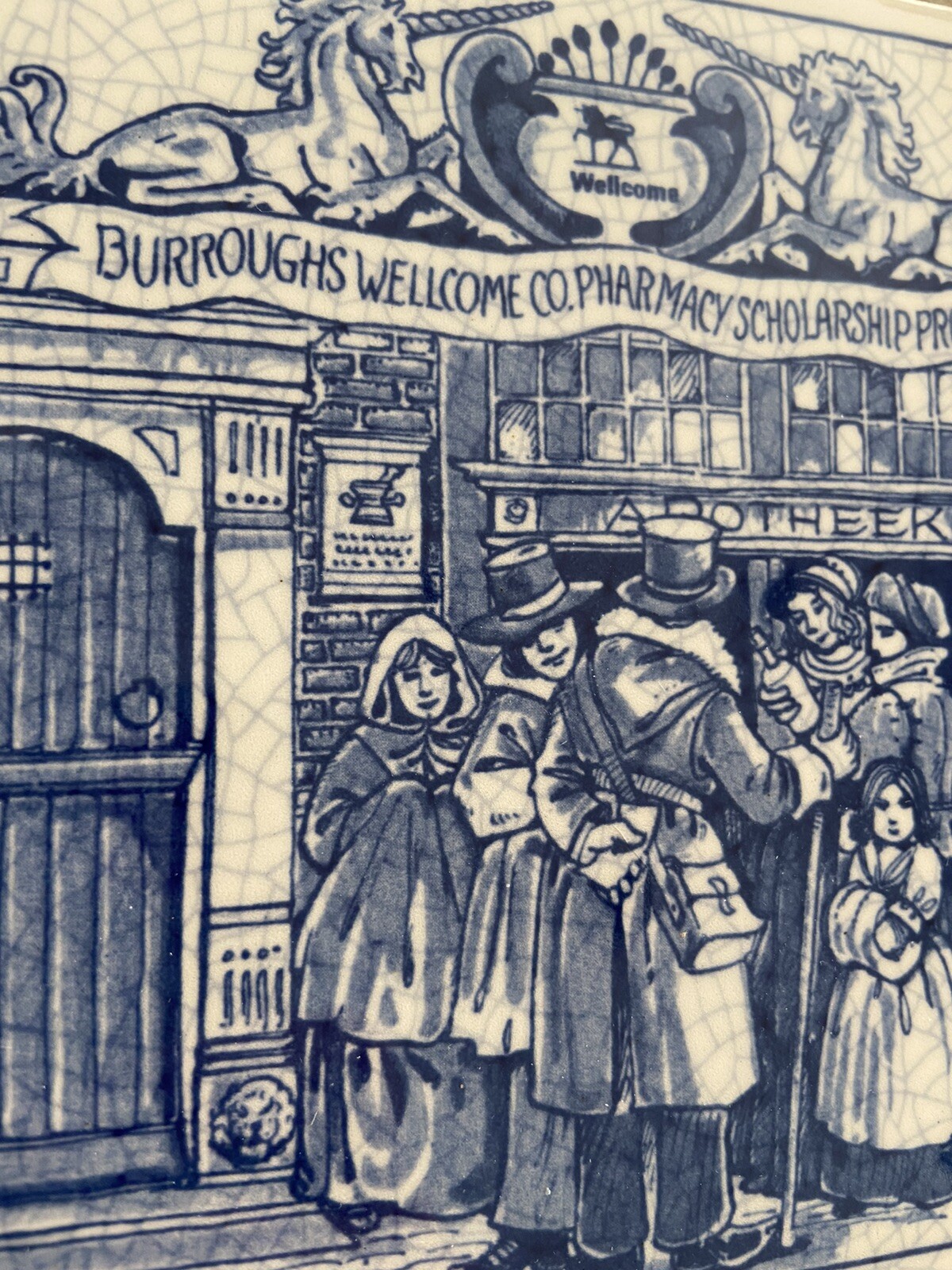 BURROUGHS WELLCOME Pharmacy Tile Apothecary Shop As Gathering Place DELFT Tile