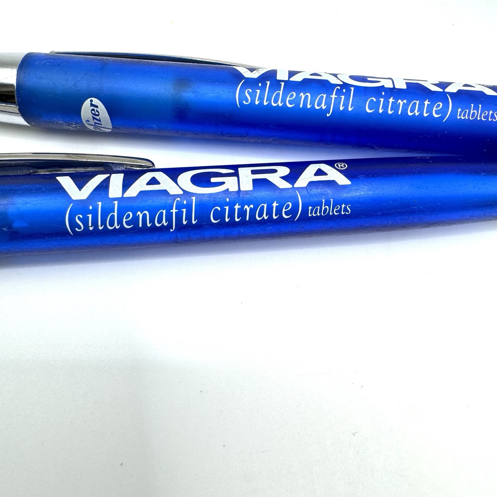 Pfizer Promotional Drug Rep Pens Lot of 2 Blue Drug Rep Advertising