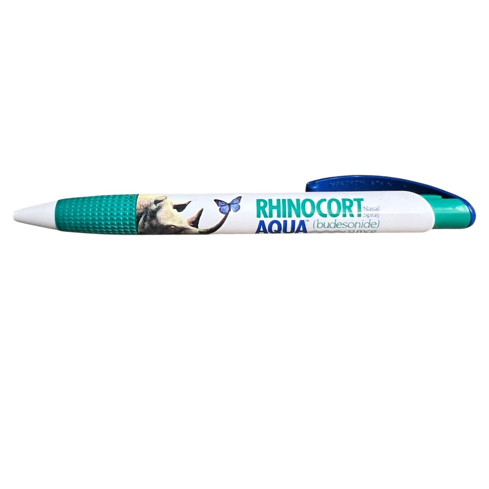Rhinocort Aqua Budesonide Pharma Promo Pen Rhino Butterfly Graphic Spain Teal