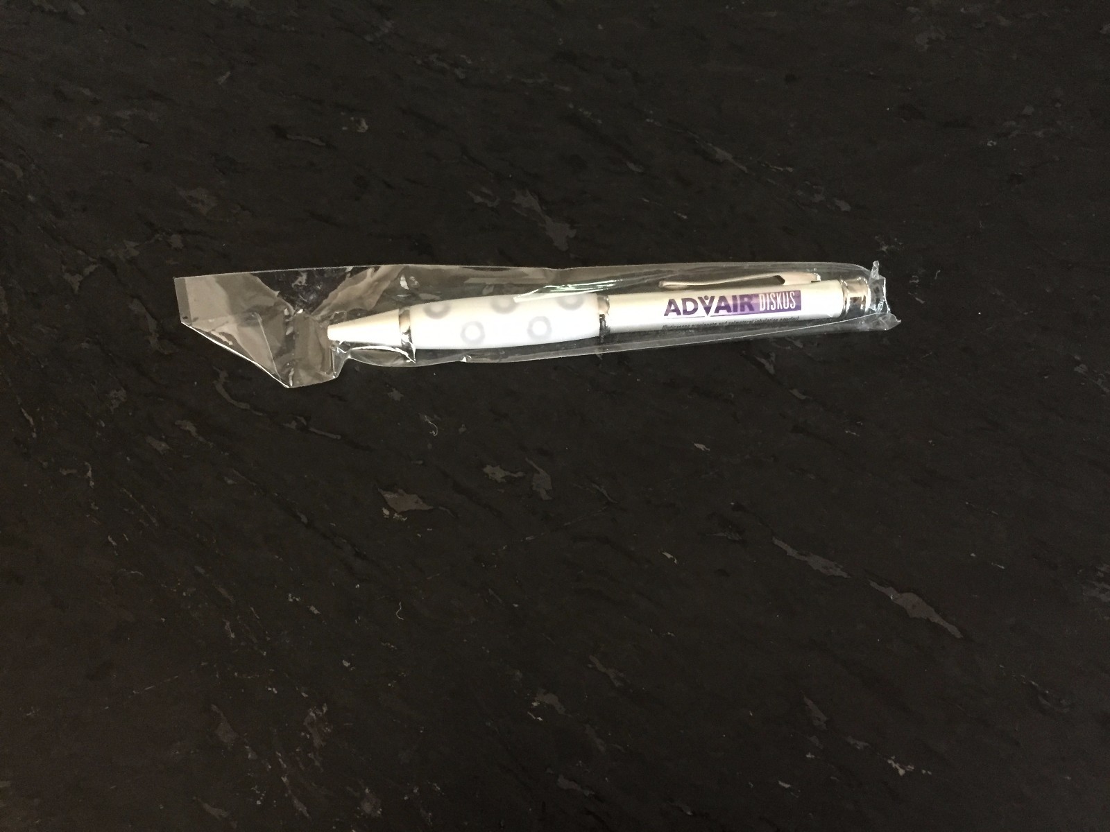 Drug Rep Pens “ADVAIR DISKUS” Thin Heavy Metal White and Purple w/Gripper Rare!