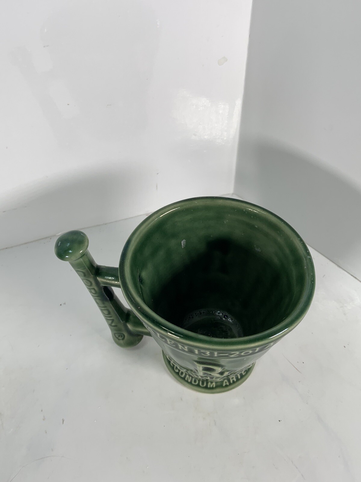Vtg Coricidin RX Pharmacy Adv Mortar & Pestle Mug Schering McCoy Pottery