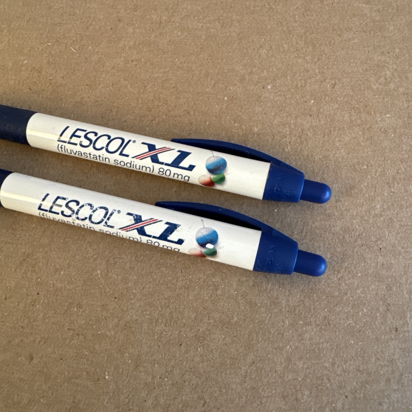 Lot Of 2 Drug Rep Pen LESCOL XL Pharmaceutical Advertising Collectible