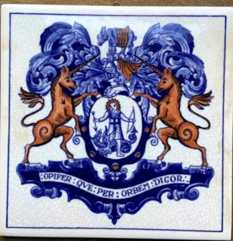 Boroughs Wellcome Delft 1982 6″ Tile St George Dragon Unicorns Rhinocerous