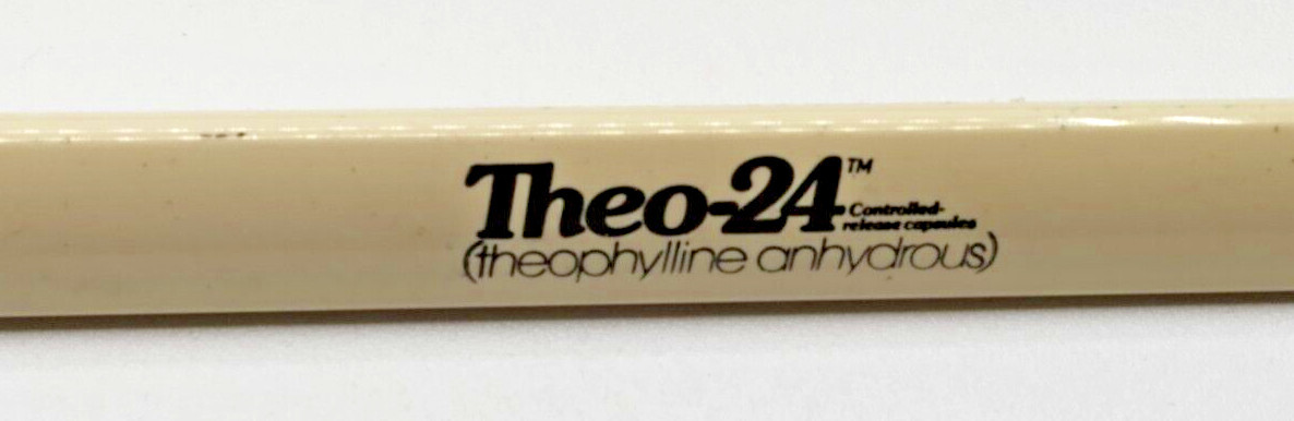 THEO-24 THEOPHYLLINE ANHYDROUS Pharmaceutical Drug Rep Pen Vintage Retro Rare