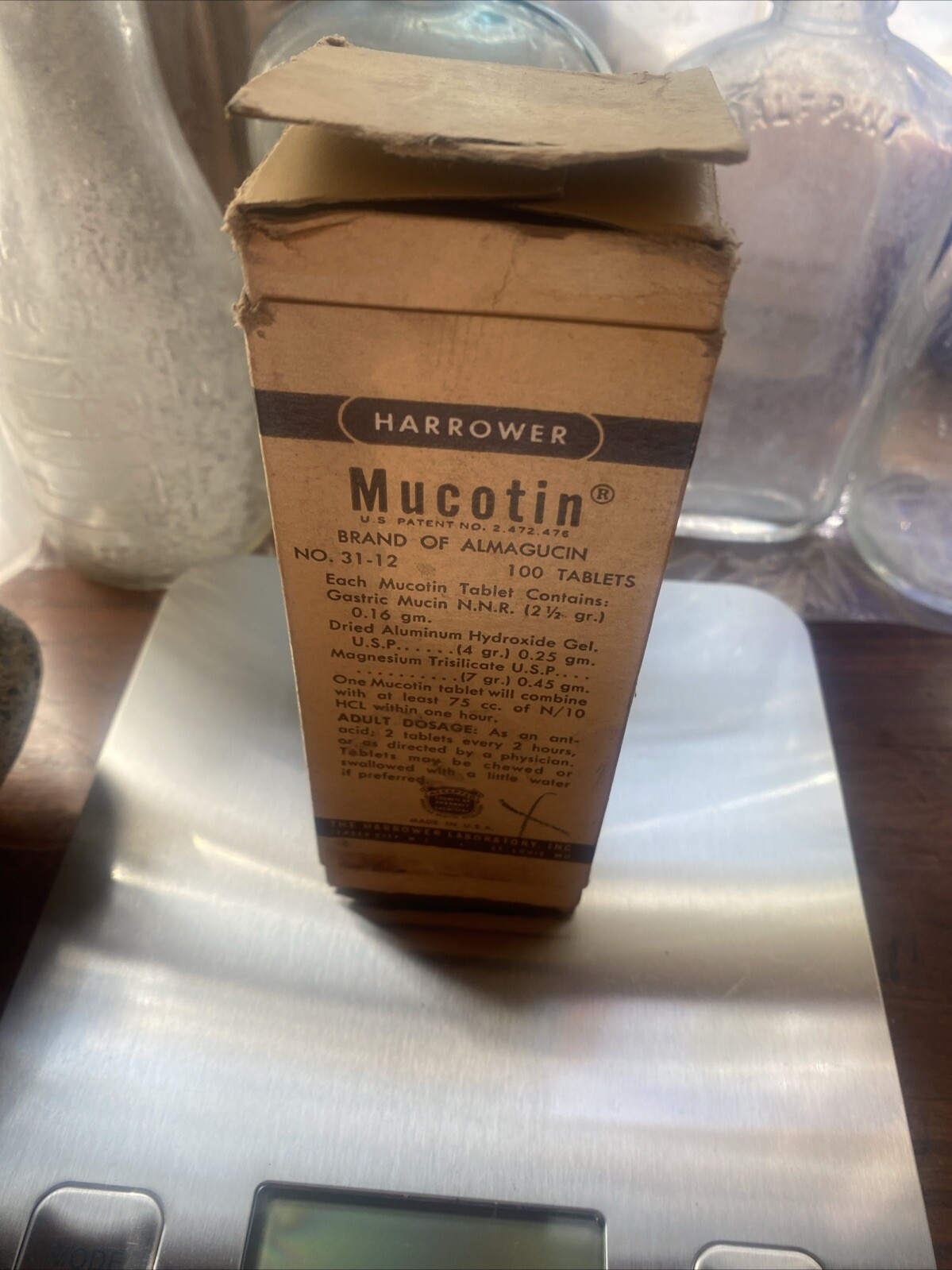 Vintage Box Of Mucotin Tablets. Made By Harrower Laboratory Inc. N.J. & M.O. USA