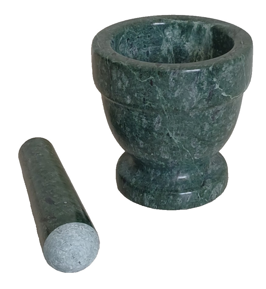 Green Natural Stone Marble Footed Mortar & Pestle 4″x3.77″