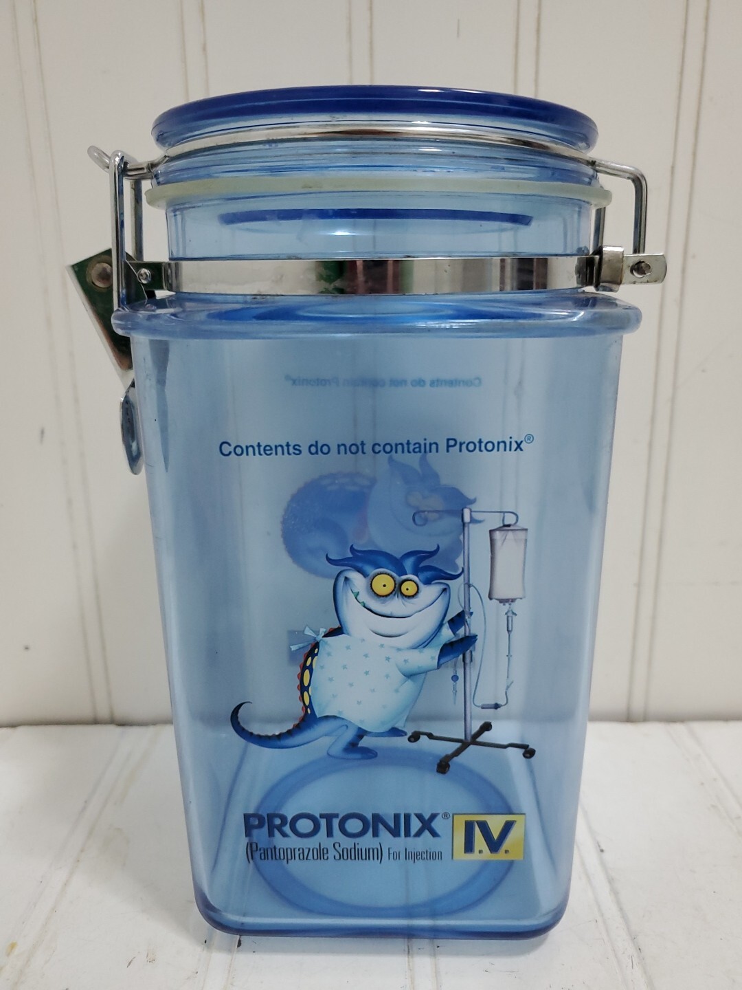 Vtg Pharmaceutical PROTONIX IV Plastic Container Drug Rep Rare Promo Canister