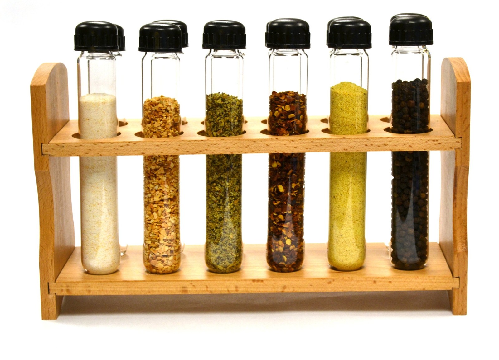 hBARSCI Hand Made Test Tube Spice Rack, Wooden Rack with 12 Borosilicate Glas…