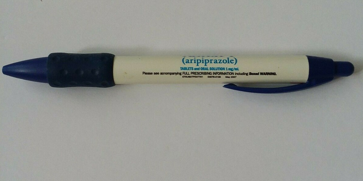 ABILIFY (5″ X 1/2″) Pharmaceutical DRUG REP CLIP ON CLICK PEN WITH FINGER GUARD