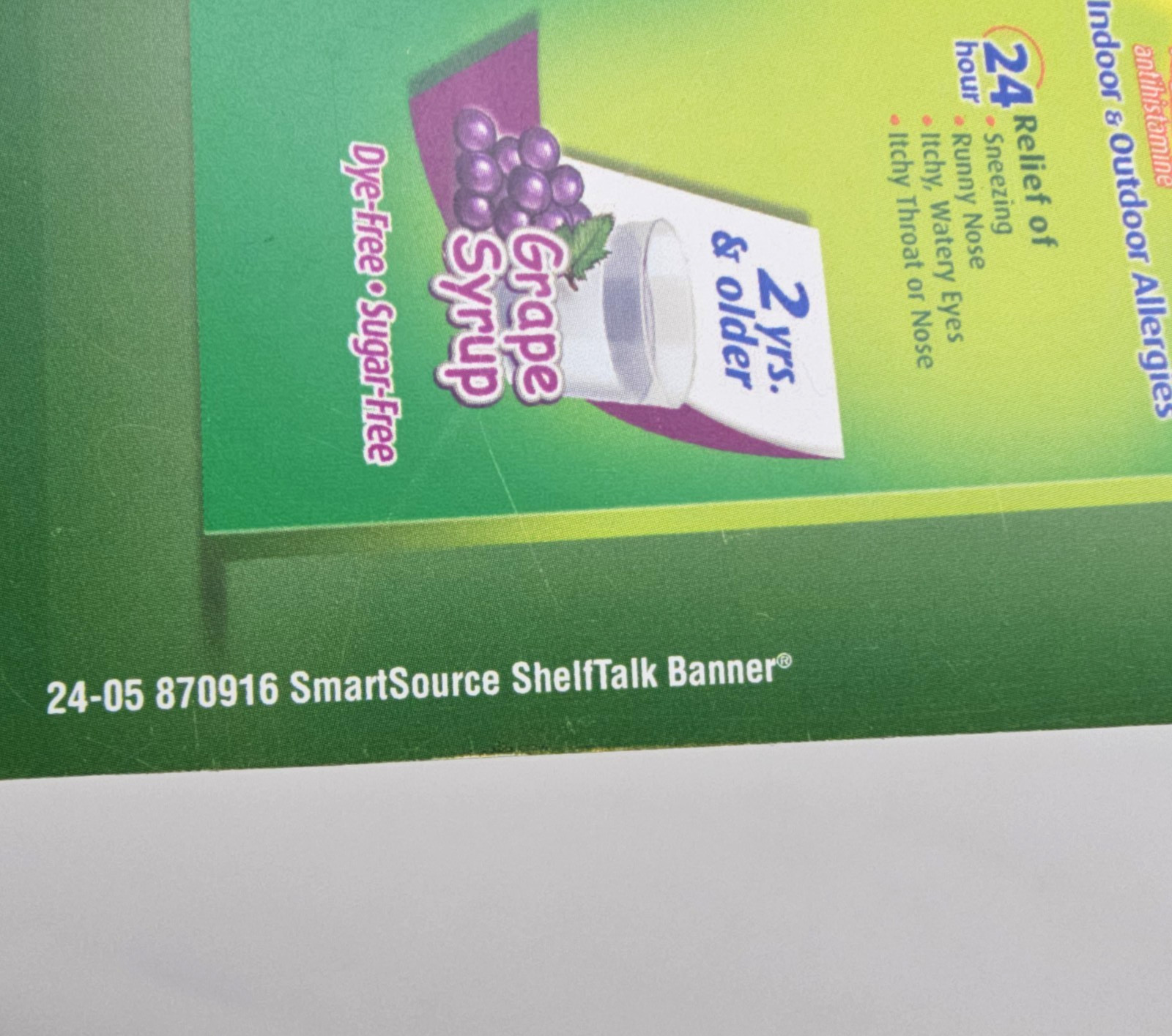 Pharmaceutical Advertising Banner ZYRTEC Shelf Talker Grocery Store Display Sign
