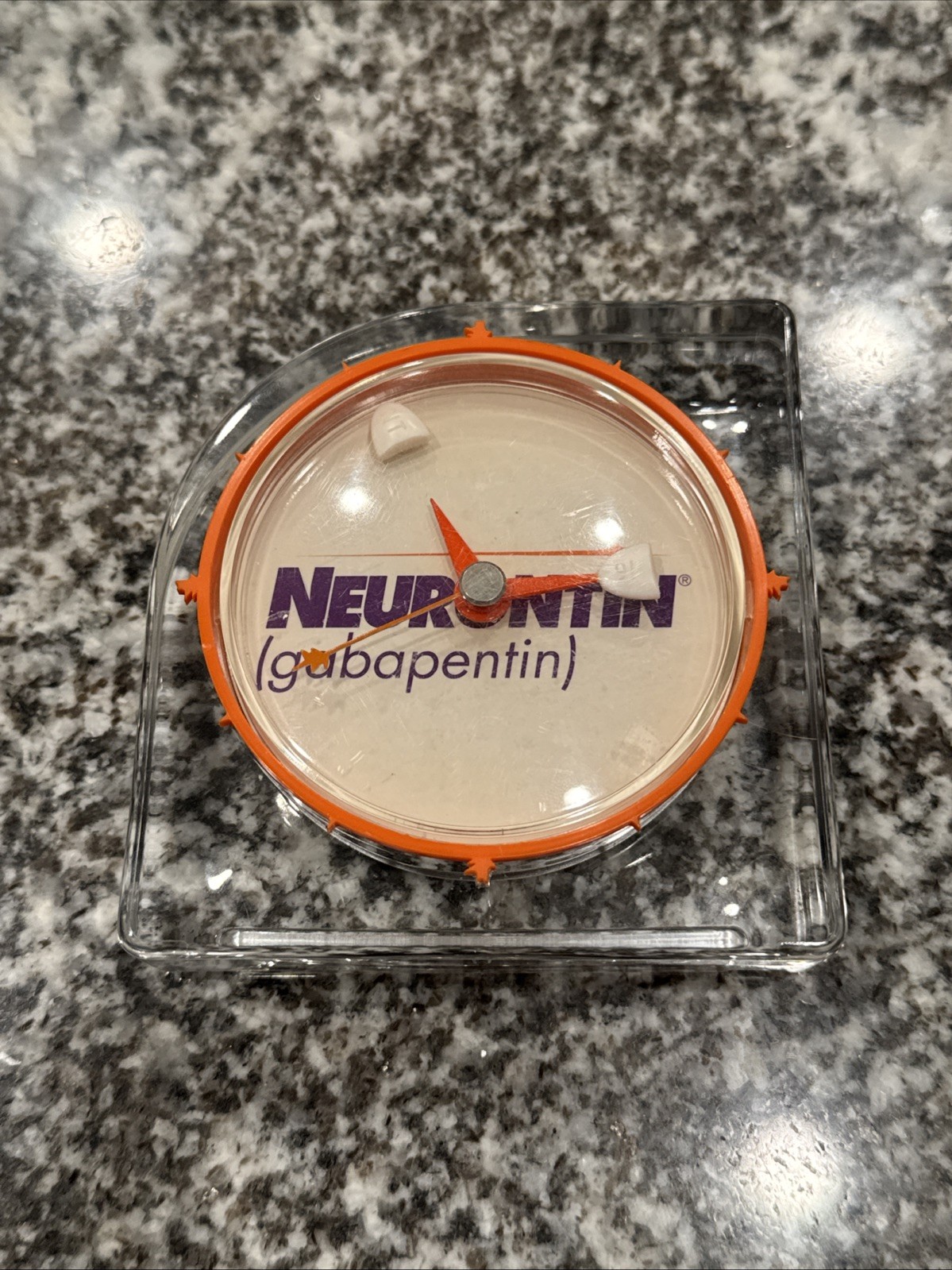 Vintage Drug Pharma Neurontin Purple Desk Clock Tested Works No Battery Cover
