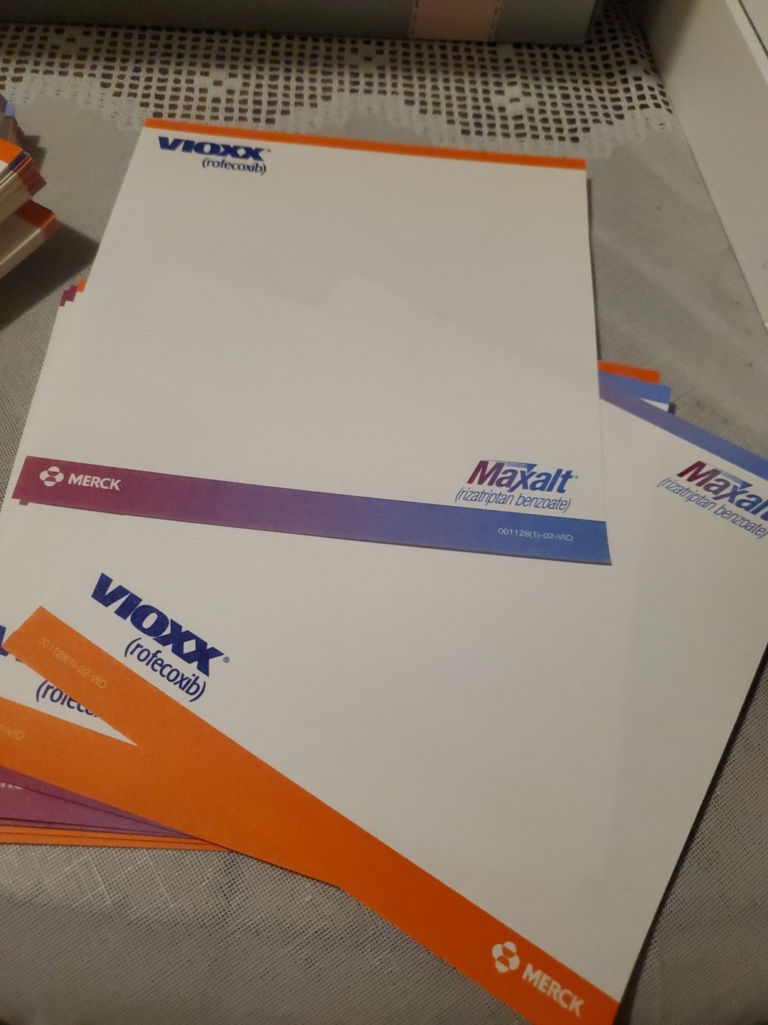 VTG Vioxx Maxalt Dual Brand Notepad Sheets Merck Drug Rep Ephemera Rare