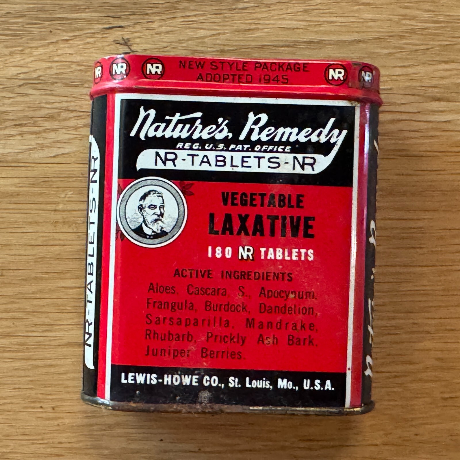Vintage Nature’s Remedy NR-Tablets Metal Box with Lid, Pharmacy Tin, Circa 1930