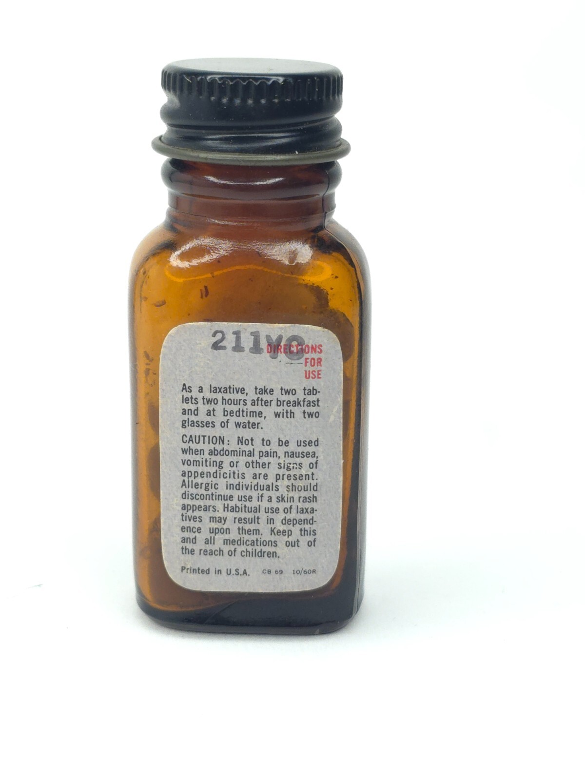 C1960s NOS Caroid Bile Salts Advertising Sterling Drug Bottle American Ferment