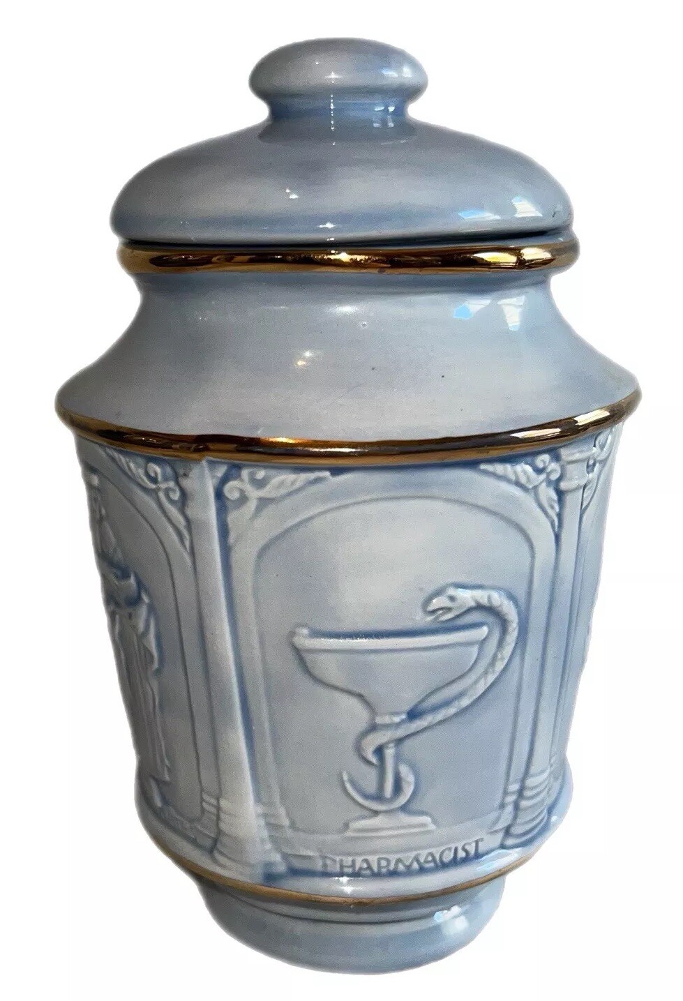 Apothecary Jar Porcelain PMA Meeting April 1988 Gift Lederle Vintage Hippocrates