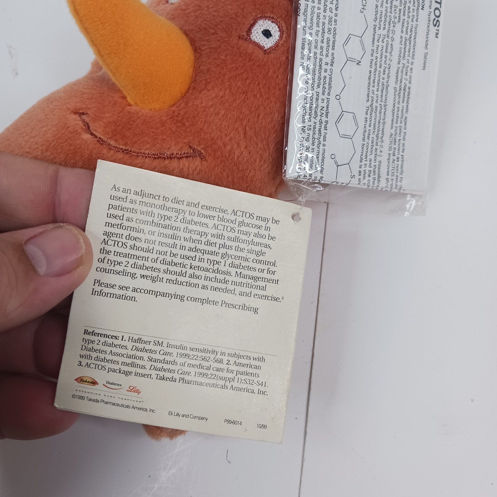 KIDNEY ACTOS PIOGLITAZONE 7″ Plush Beanie Medical Advertising Rep Diabetes