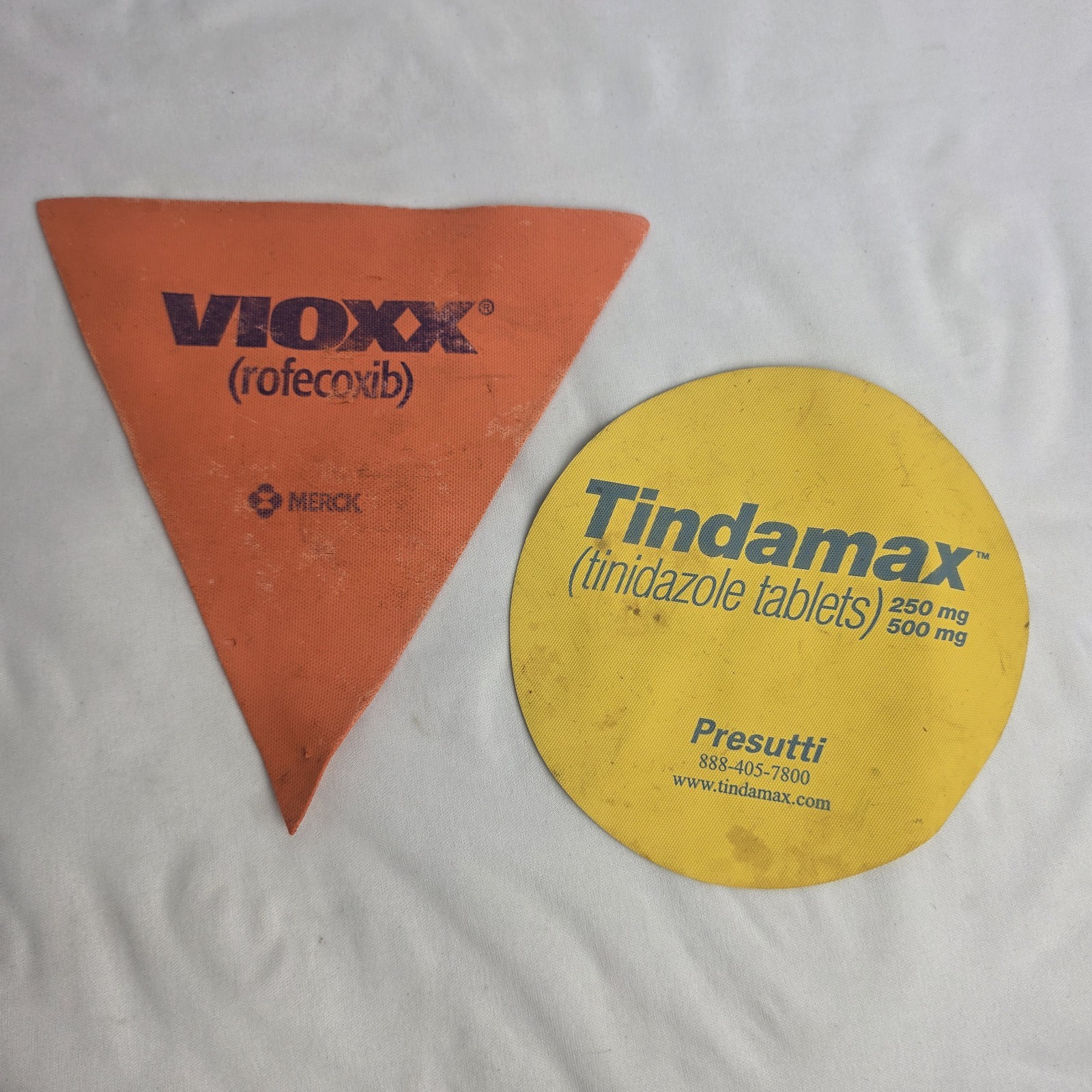 Lot Of 2 Promo Drug Rep Pharmaceutical Advertising Jar Grippers Vioxx Tindamax
