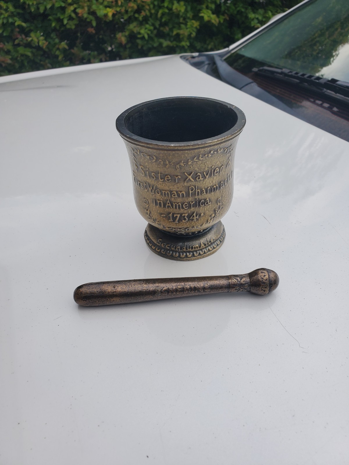 Bronze sister St. Francis Xavier Hebert mortar and pestle schering corp 1985