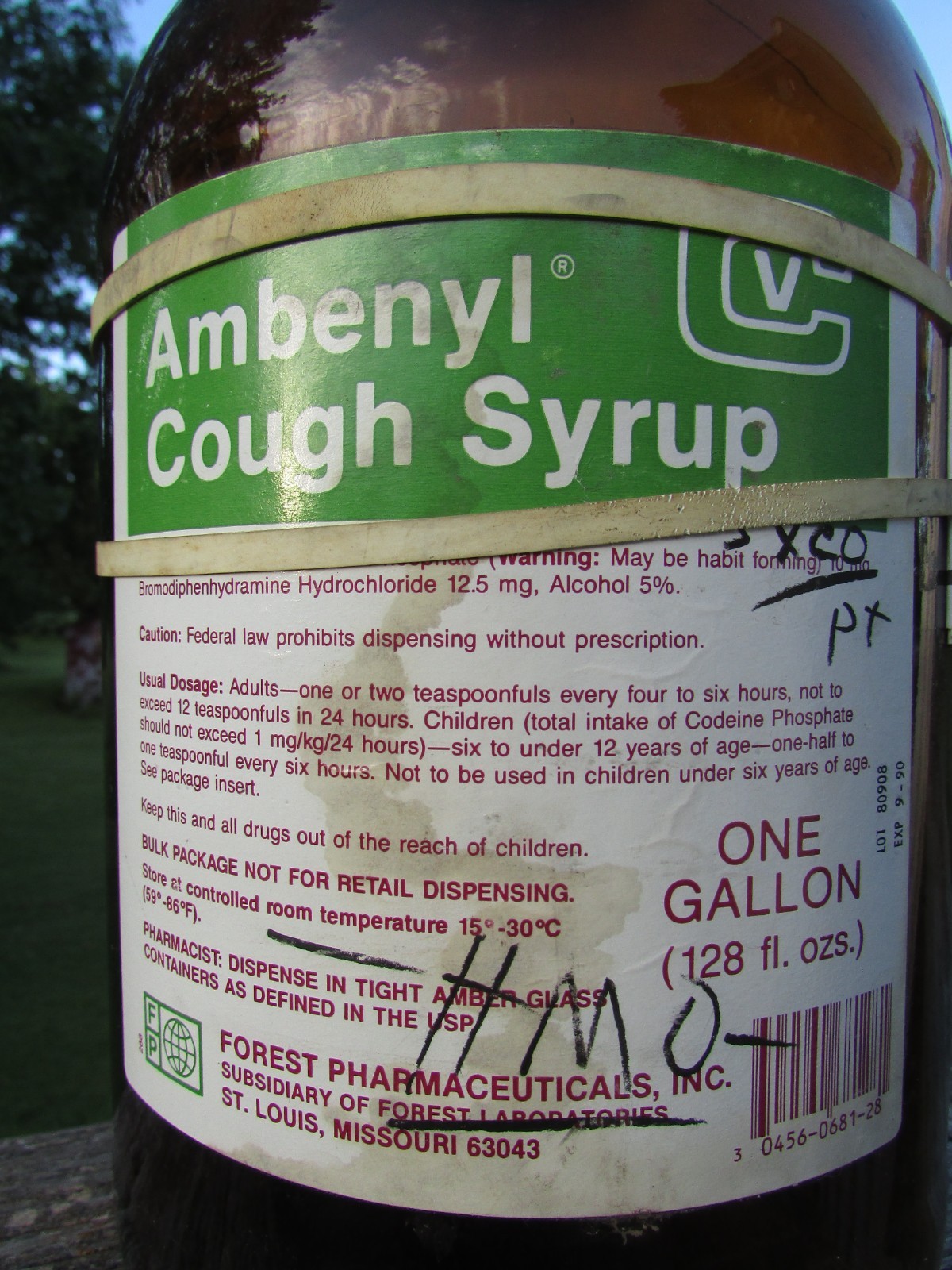 Empty AMBENYL Cough SYRUP – 1 Gallon JUG – EXPIRED in 1990 Great AUTHENTIC Piece