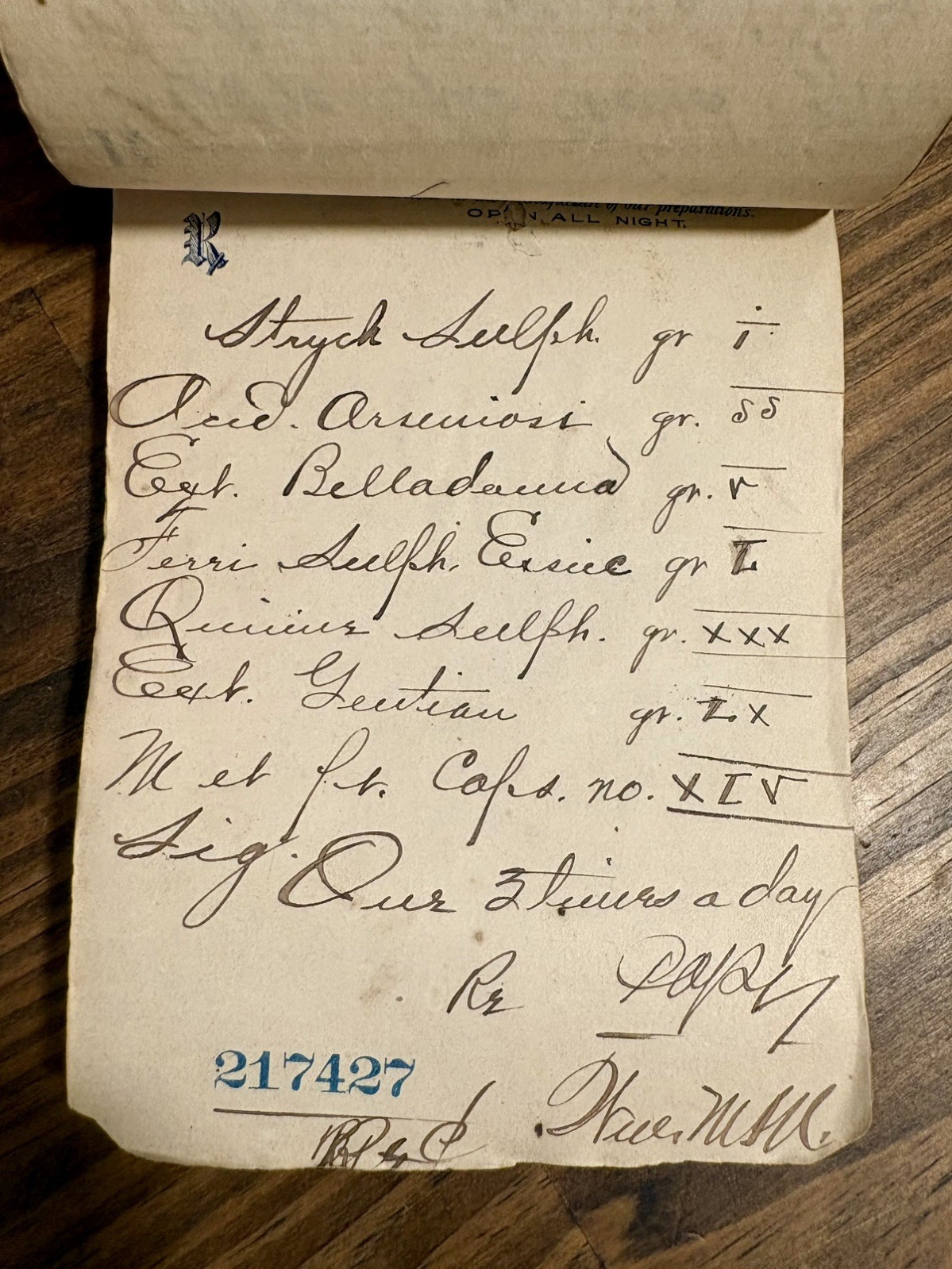 Antique prescriptions (1899-1900): Heroin, Codeine, Cocaine, Quinine etc.