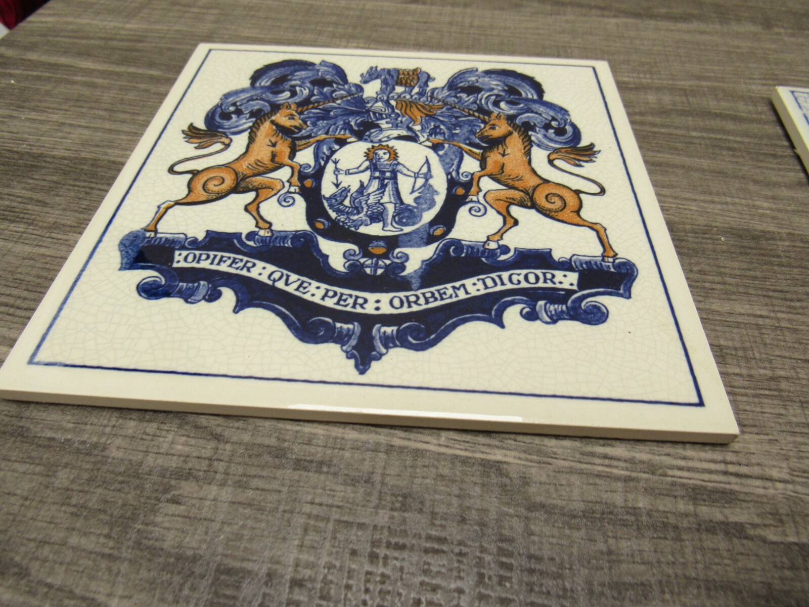 Blue Delft Pharmacy Handmade Pill Tile 1982 BURROUGHS