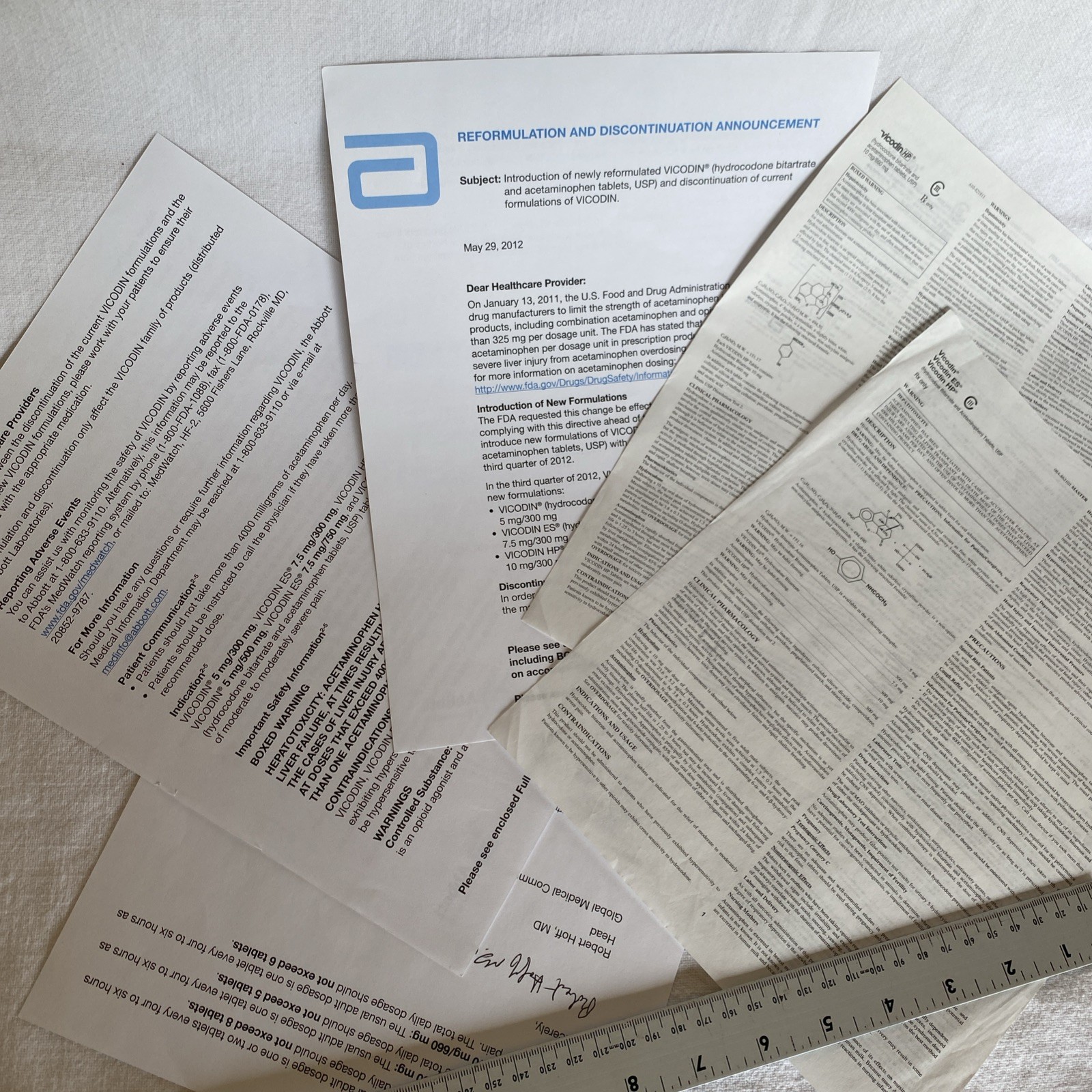Rare Vicodin News Release 2012 Reformulation Abbott Drug Rep HP ES Opioid Pharma
