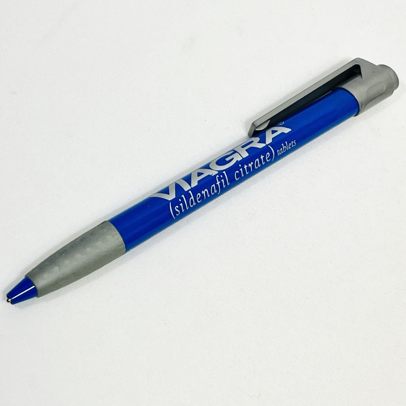 Pharmaceutical Viagra Click Pen Pfizer Drug Promotional Blue Gray Plastic
