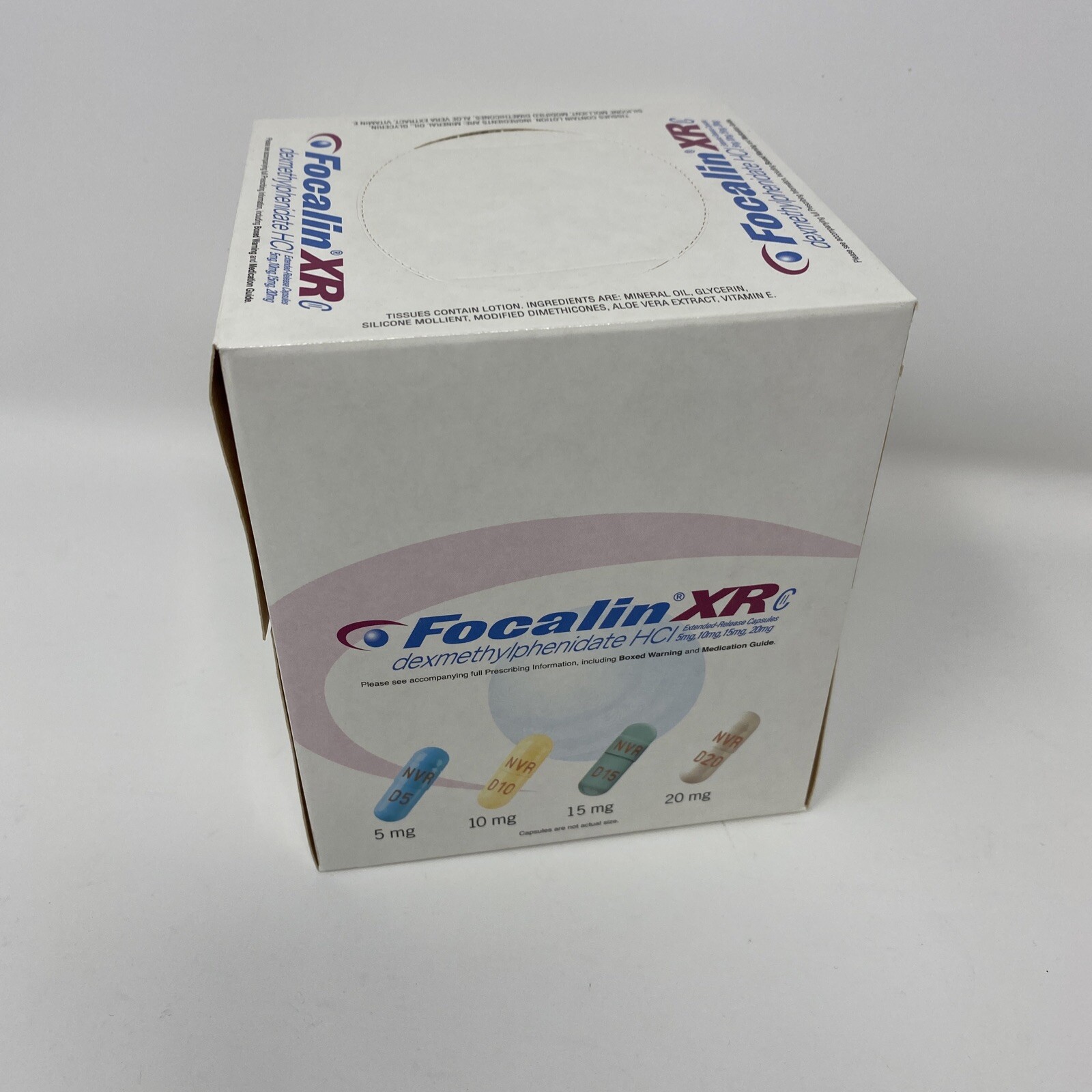 Vintage Focalin XR Tissue Box Pharmaceutical Pharm Rep 2007