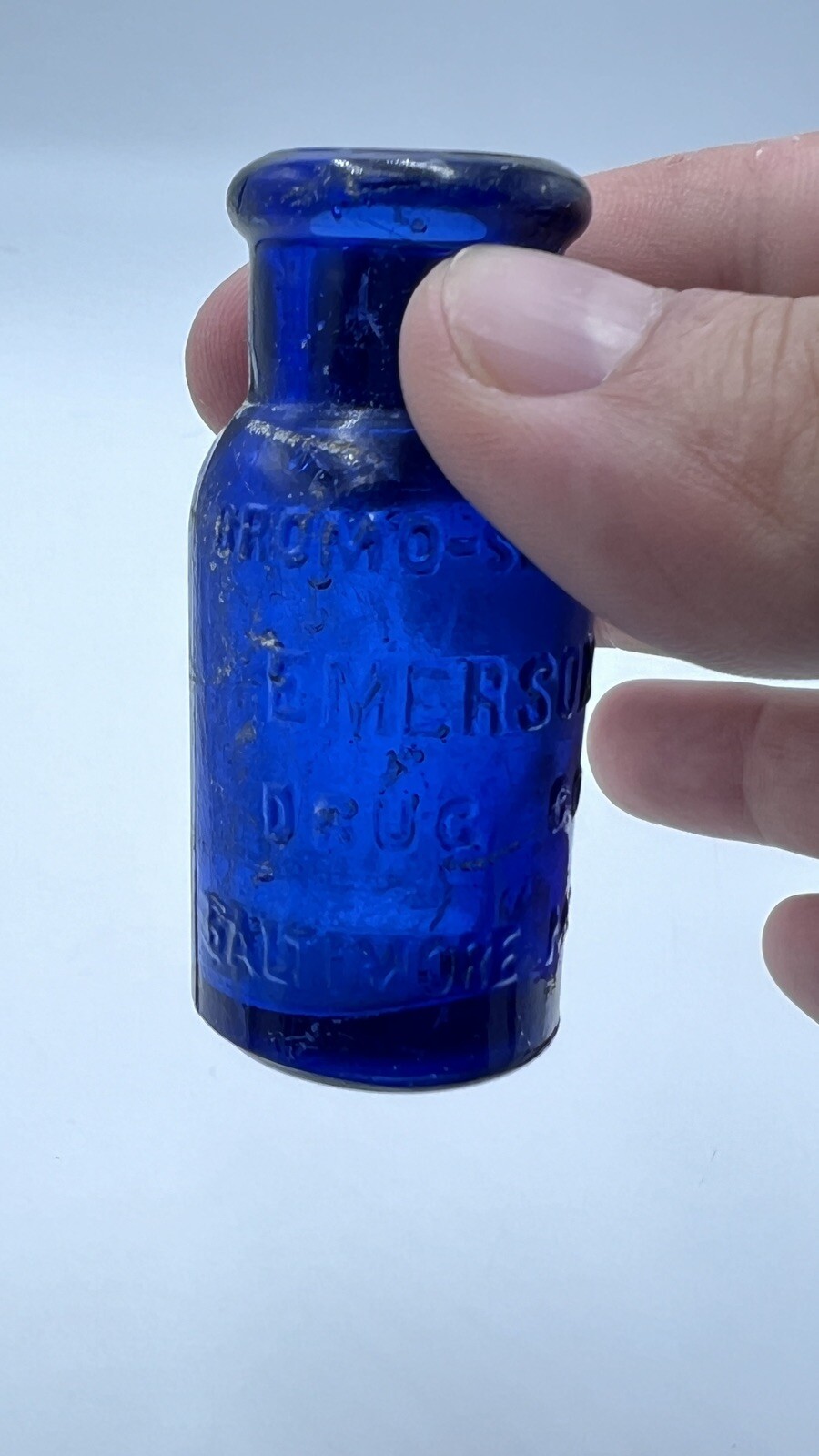 Vintage Cobalt Blue Glass Bottles LOT Of (4) Art BROMO Seltzer Emerson BALTIMORE