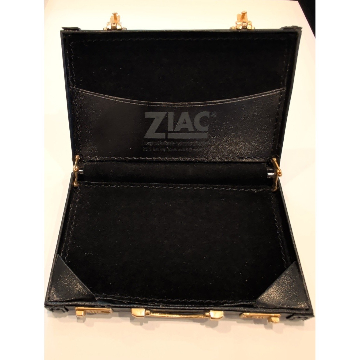 Vintage ZIAC Pharma Rep Miniature Briefcase Business Card Holder Black Gold Case