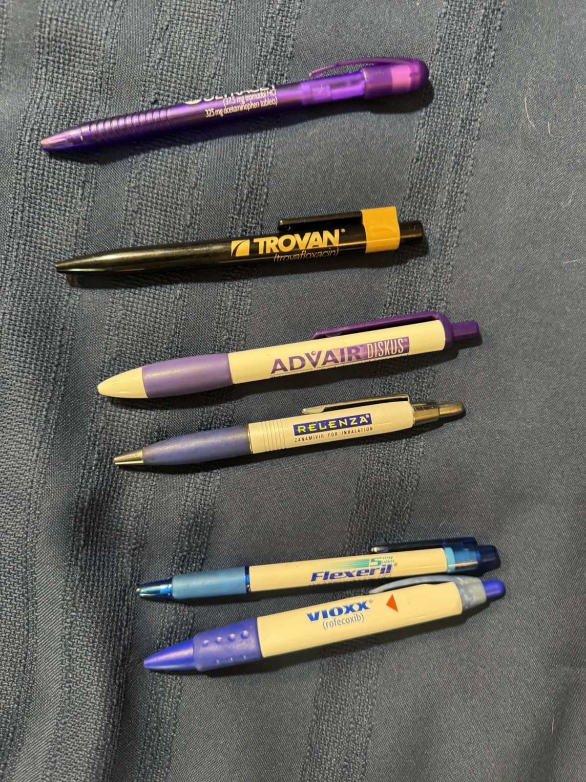 PHARMACEUTICAL PROMO 6 PENS: Lot Trovan Vioxx Advair Relenza Flexeril Ultracet