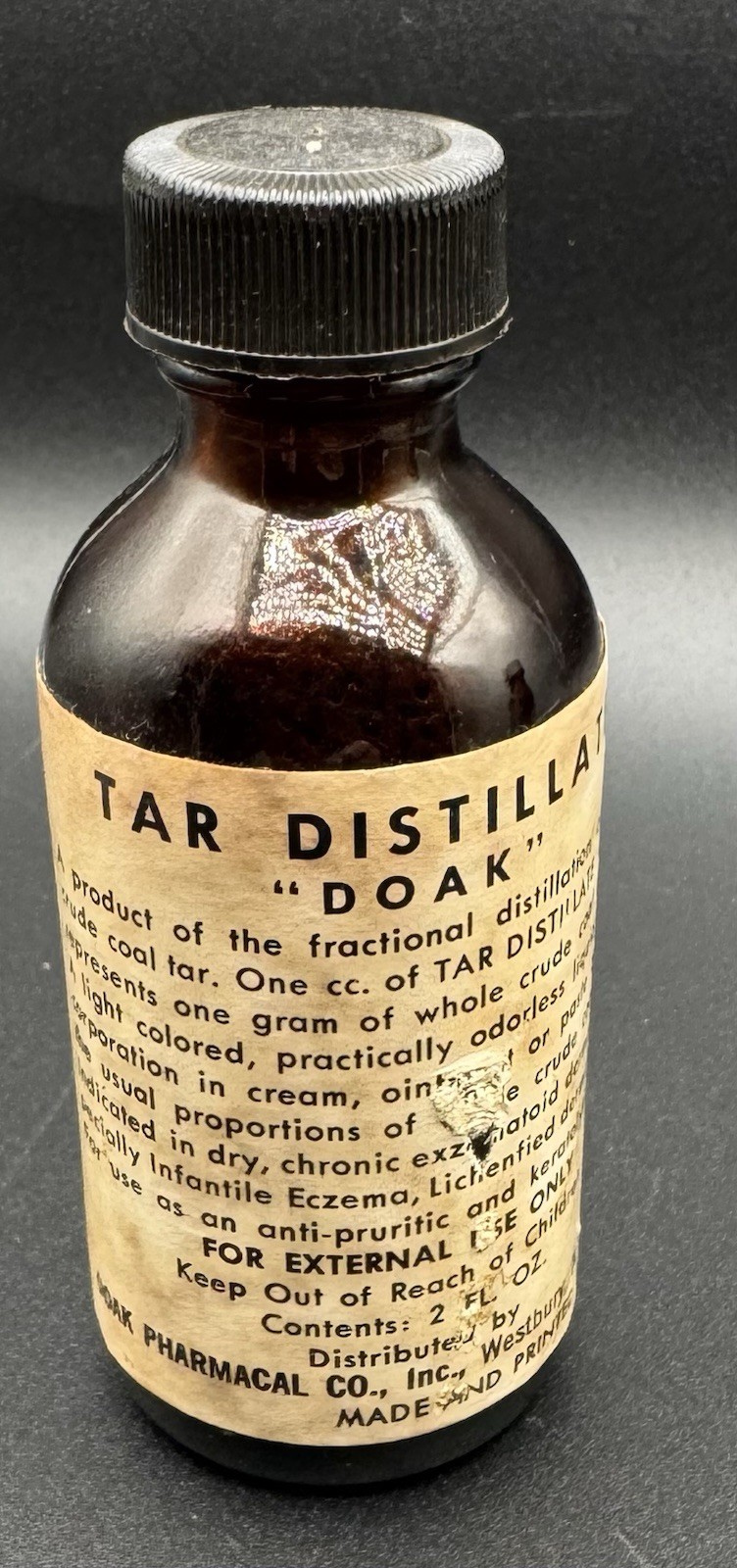 Rare Antique Tar Distillate Doak (Doak Pharmaceutical Westbury NY)