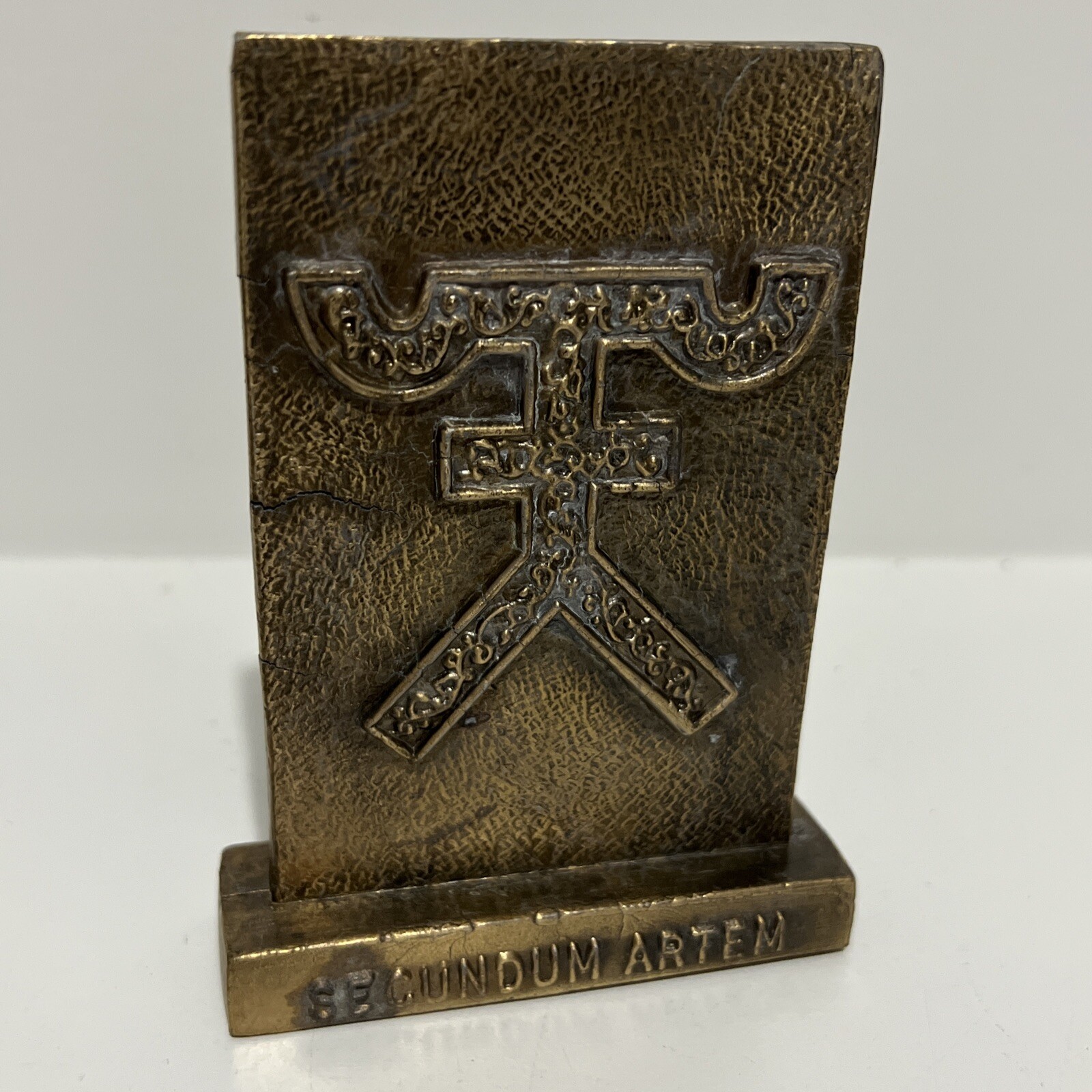 Vintage Pharmacy Brass Paperweight Tinactin Promotion Advertising Symbol