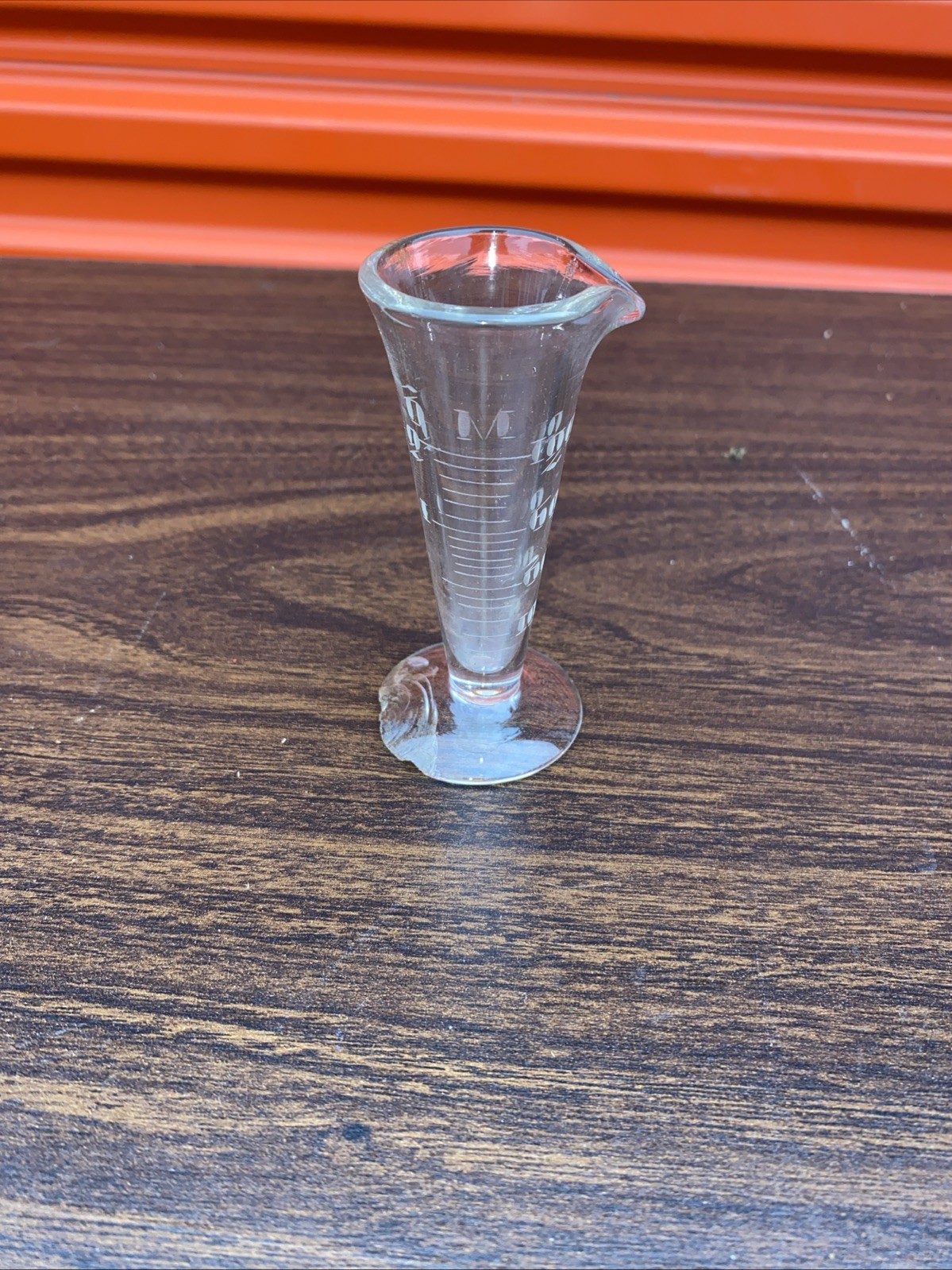 Victorian Glass Apothecary Measuring Beaker with Etched Markings Glass Spoon