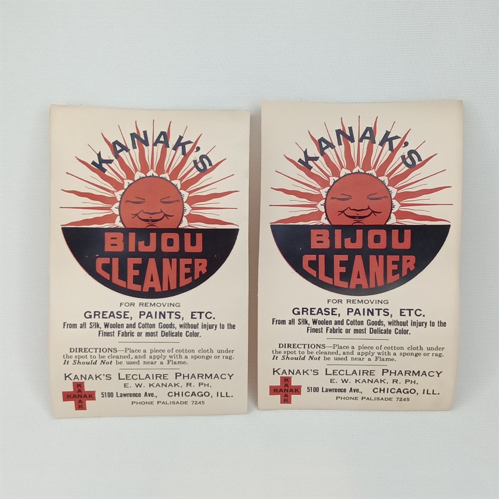 Vintage Advertising Flyer Bijou Cleaner Kanak’s Pharmacy Chicago 1950s