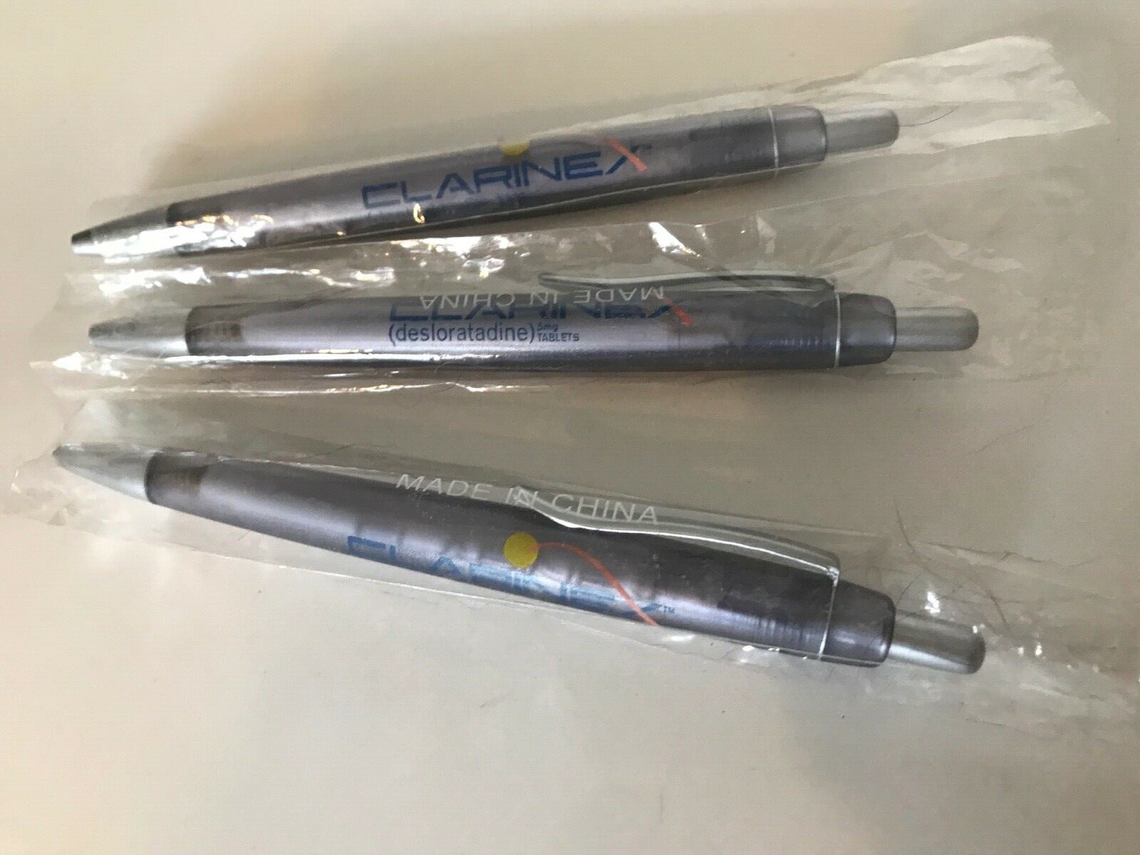3 New Original Wrapping CLARINEX Pens Grayish Lavender Color with Logo