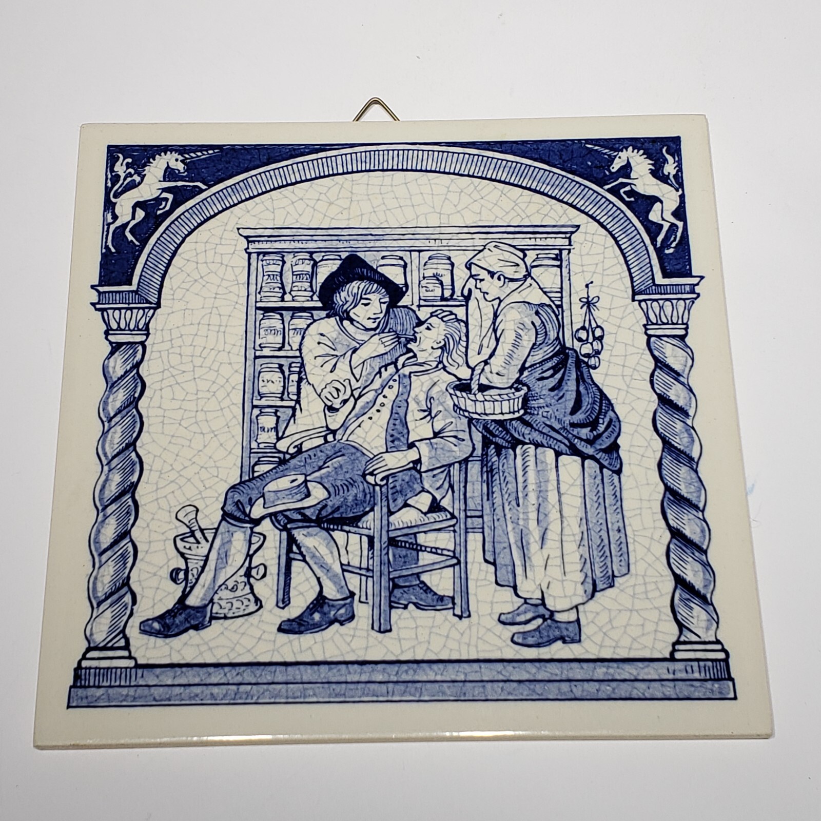 Set of 6 Delft Dutch Holland Burroughs Wellcome 6″ Apothecary Pharmacist Tiles