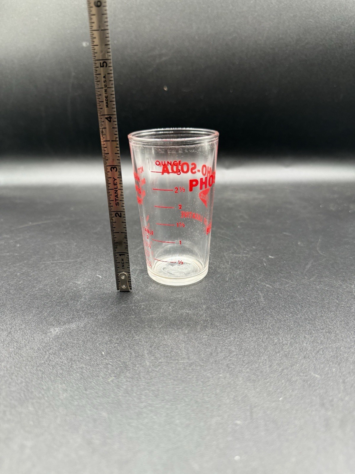Fleet Phospho Soda Glass Measuring Cup Buffered Laxative Medical Ad Hazel Atlas