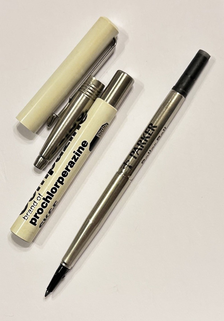 PARKER VECTOR Rollerball Pen Med Drug Promo Pharmaceutical Advertising Compazine