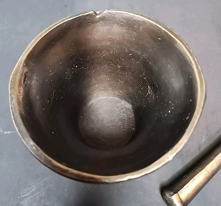 1976 US Bicentennial Bronze Pharmacy Mortar and Pestle Liberty Bell Design 3.25″