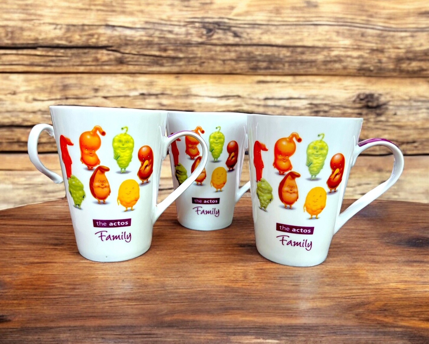 3 Actos Family Pharmaceutical Drug Rep Coffee Tea Mugs Cups Collectible 12oz