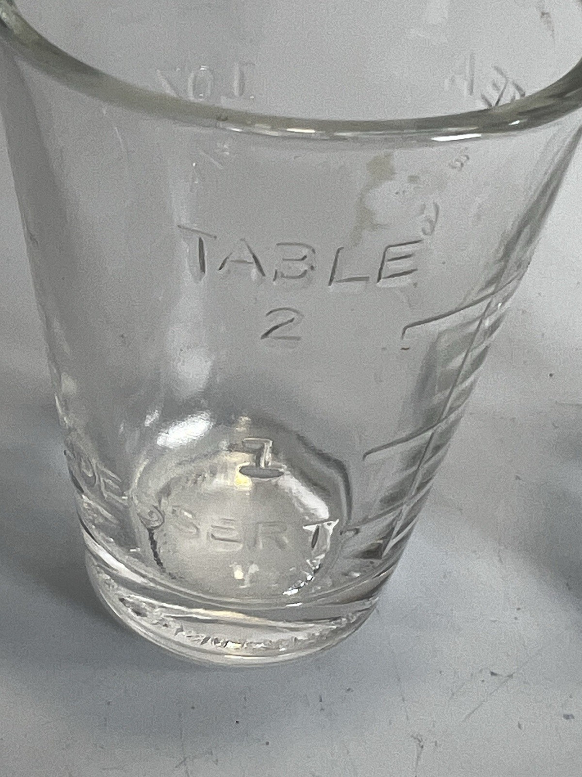 Vtg Apothecary Dose Pharmacy Measure Glass Cup GLASCO GEM Set of 2 Embossed