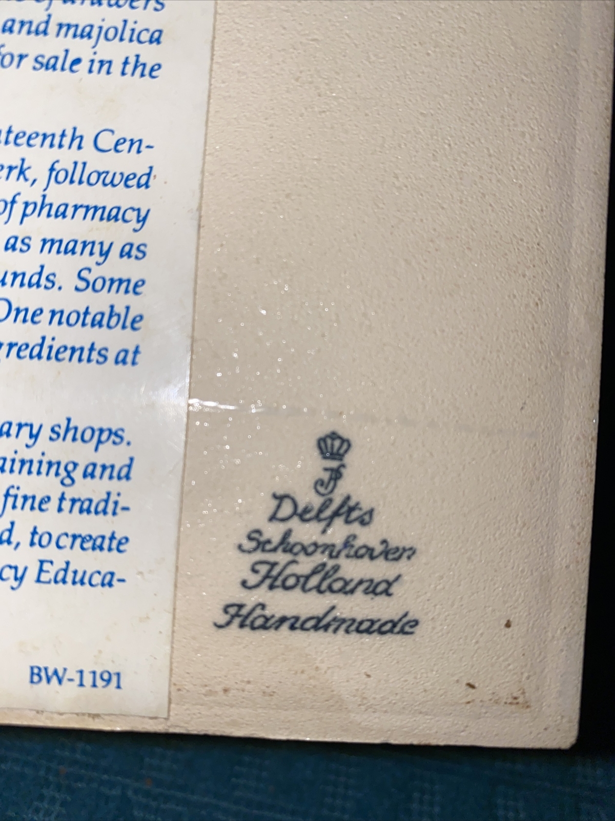 Vintage Delft Schoonhoven 1990 Pharmacist’s Laboratory 6″x6″ Blue/white Tile