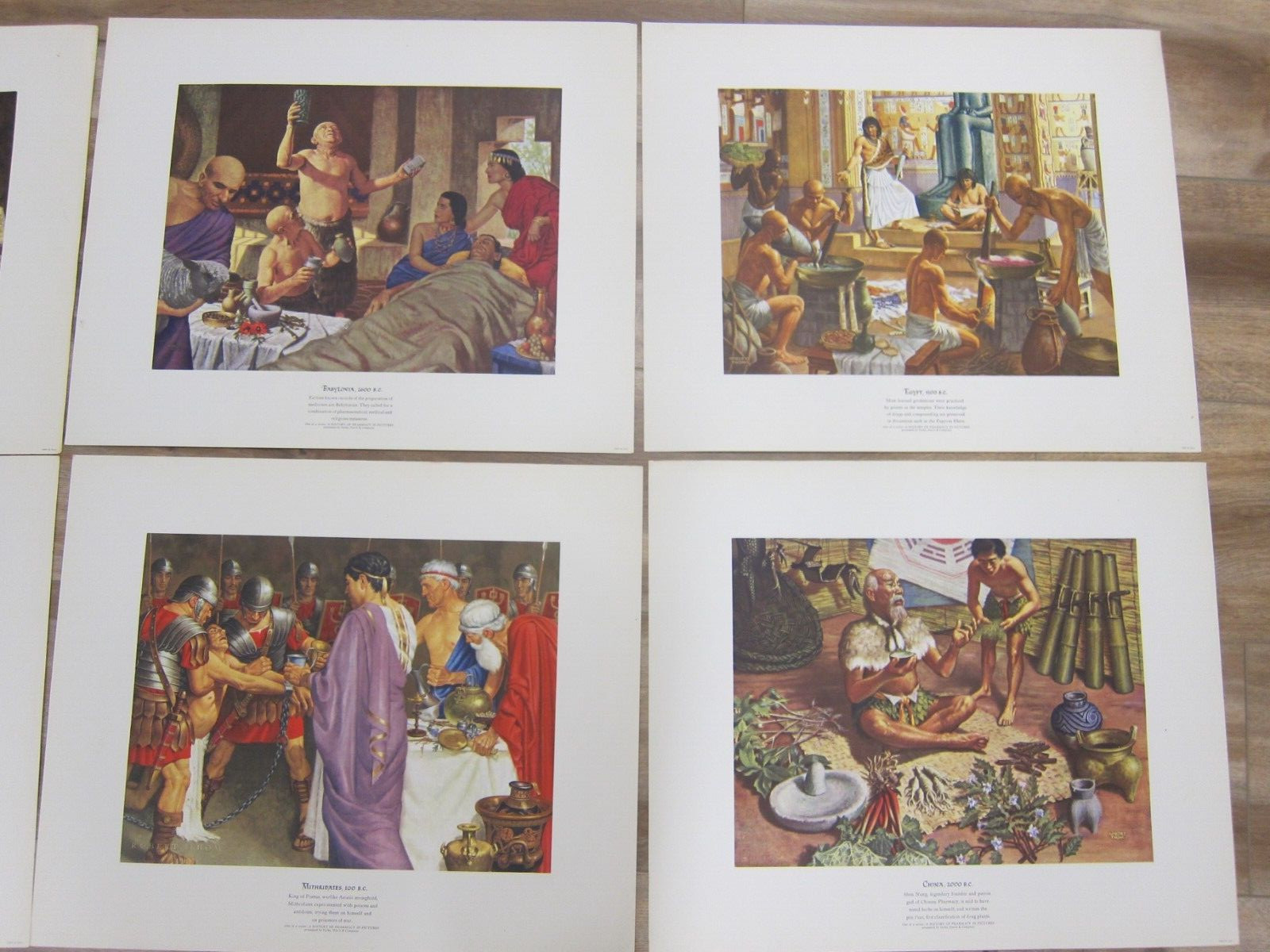 VTG. A HISTORY OF PHARMACY IN PICTURES by Parke Davis Set 12 Prints 1950’s