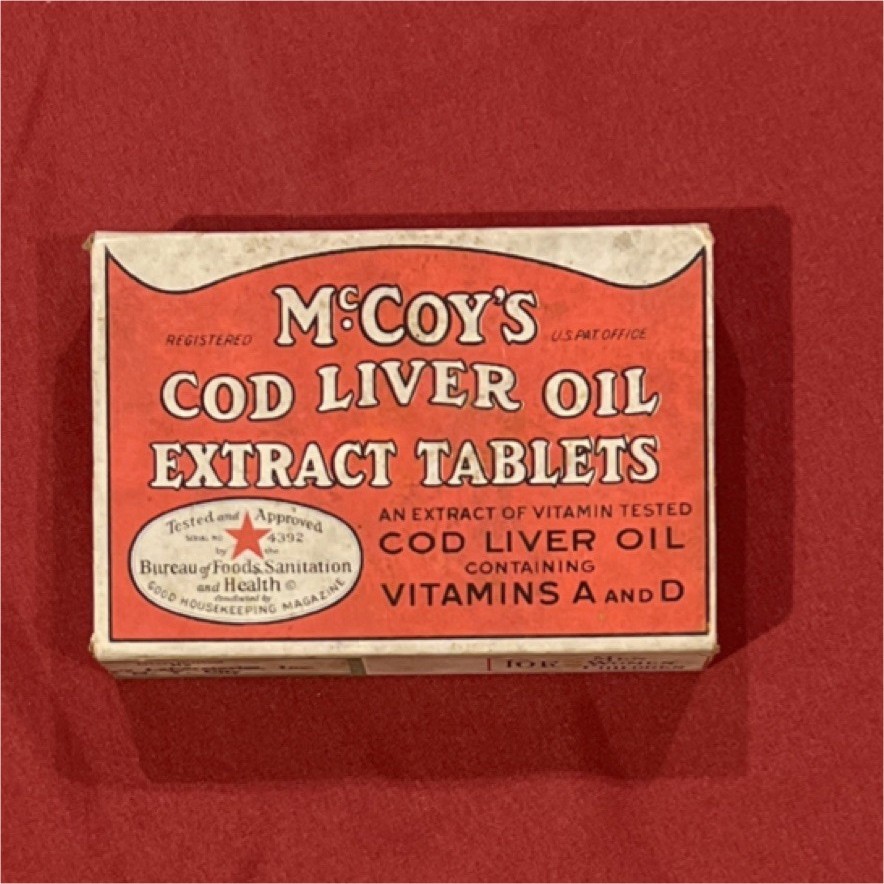 McCoy’s Cod Liver Oil Extract Tablets Vitamins A D Vintage Collectible Box