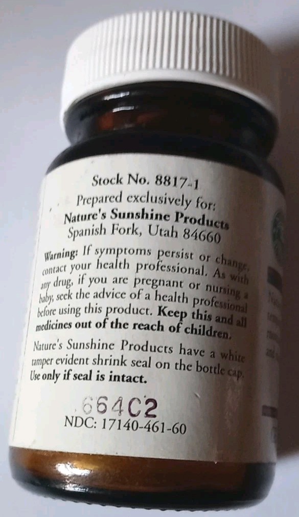 Vintage Expired Natures Sunshine Rheumatism Supplement – Unopened Retro Glass