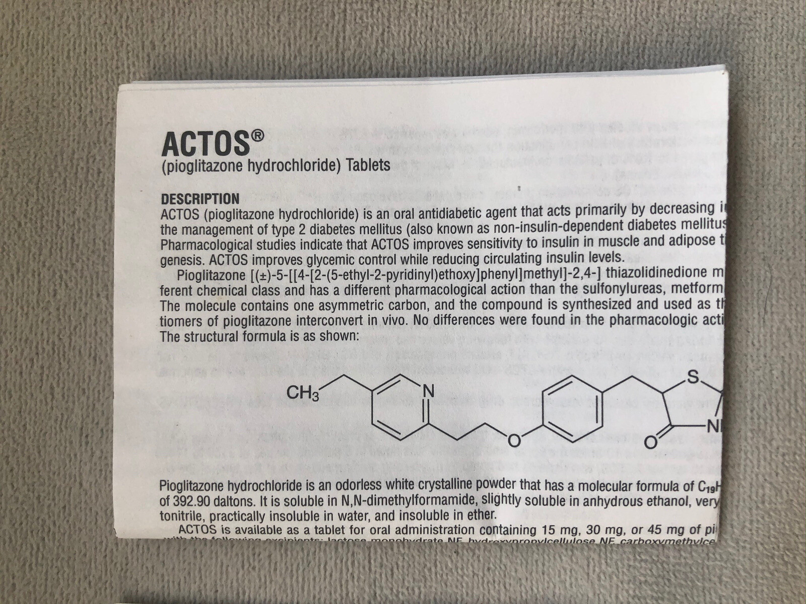 Pharmaceutical Drug Rep Actos Paperclips