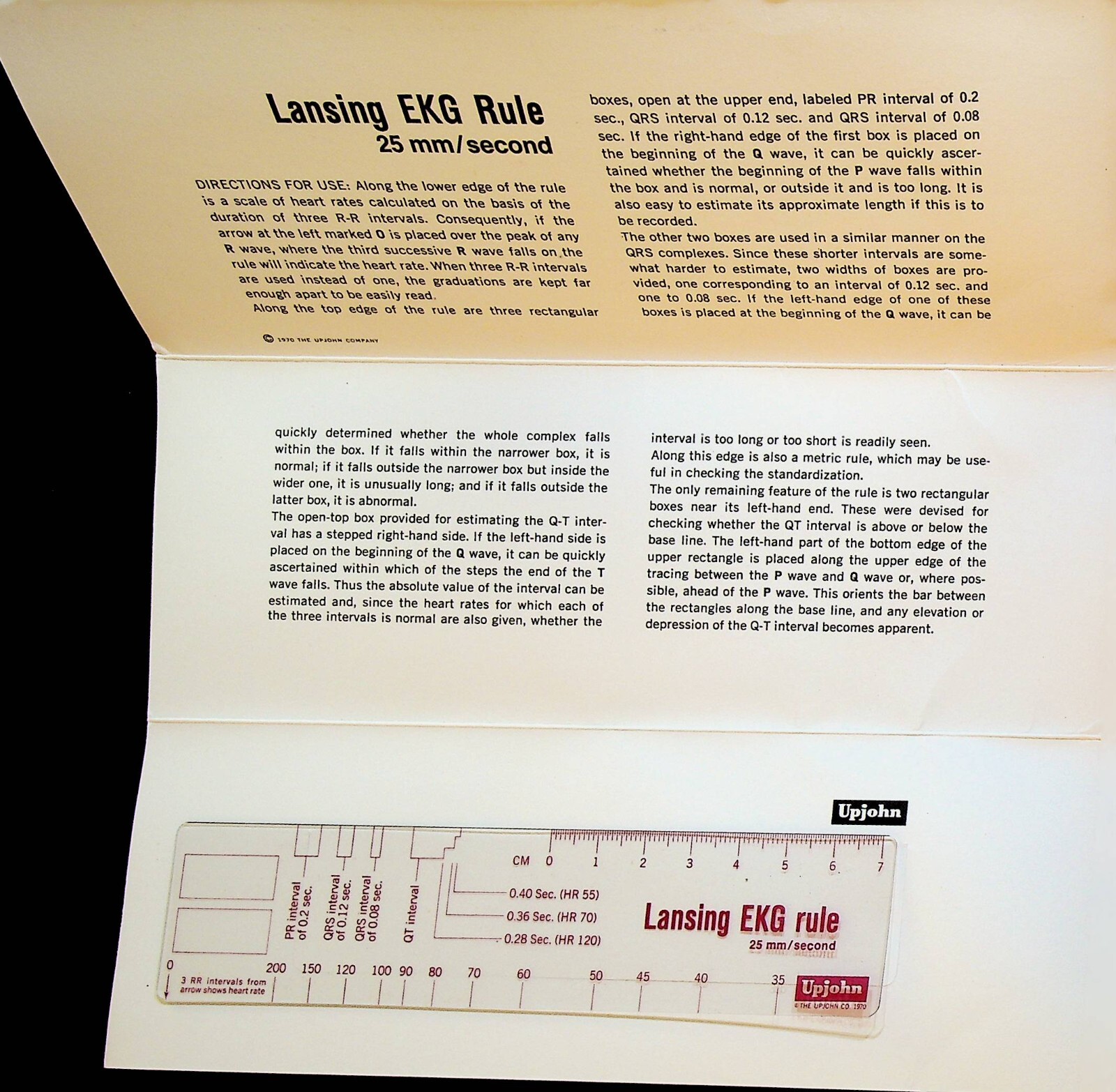 Lansing EKG Rule Upjohn 1970 in Envelope