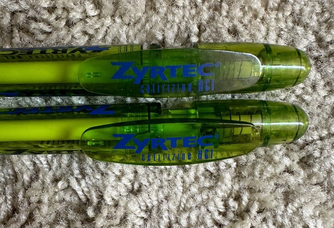 Drug Rep ZYRTEC Collectible Plastic Pens – Blue And Lime Green